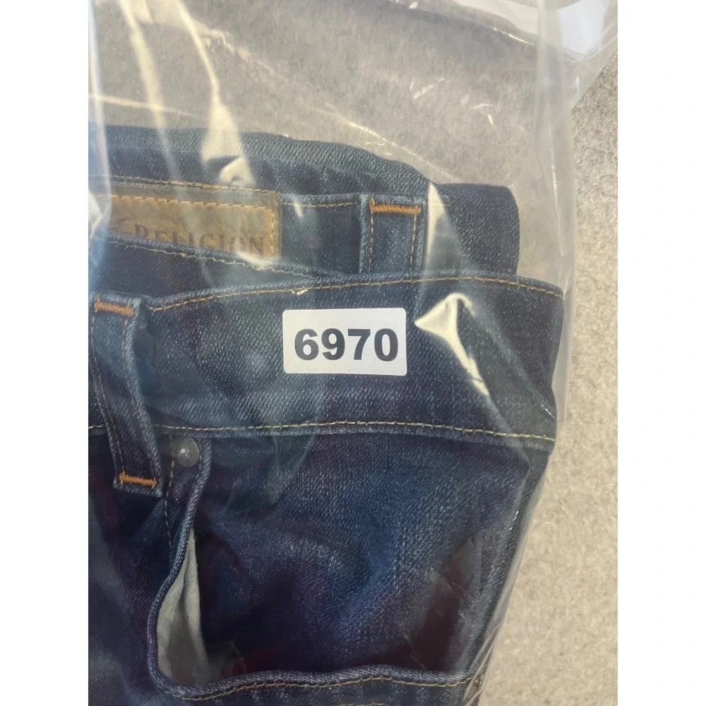 True Religion Geno Jeans Mens 36x34 Blue Cascade Slim Fit Stretch Flap Pockets